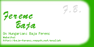 ferenc baja business card